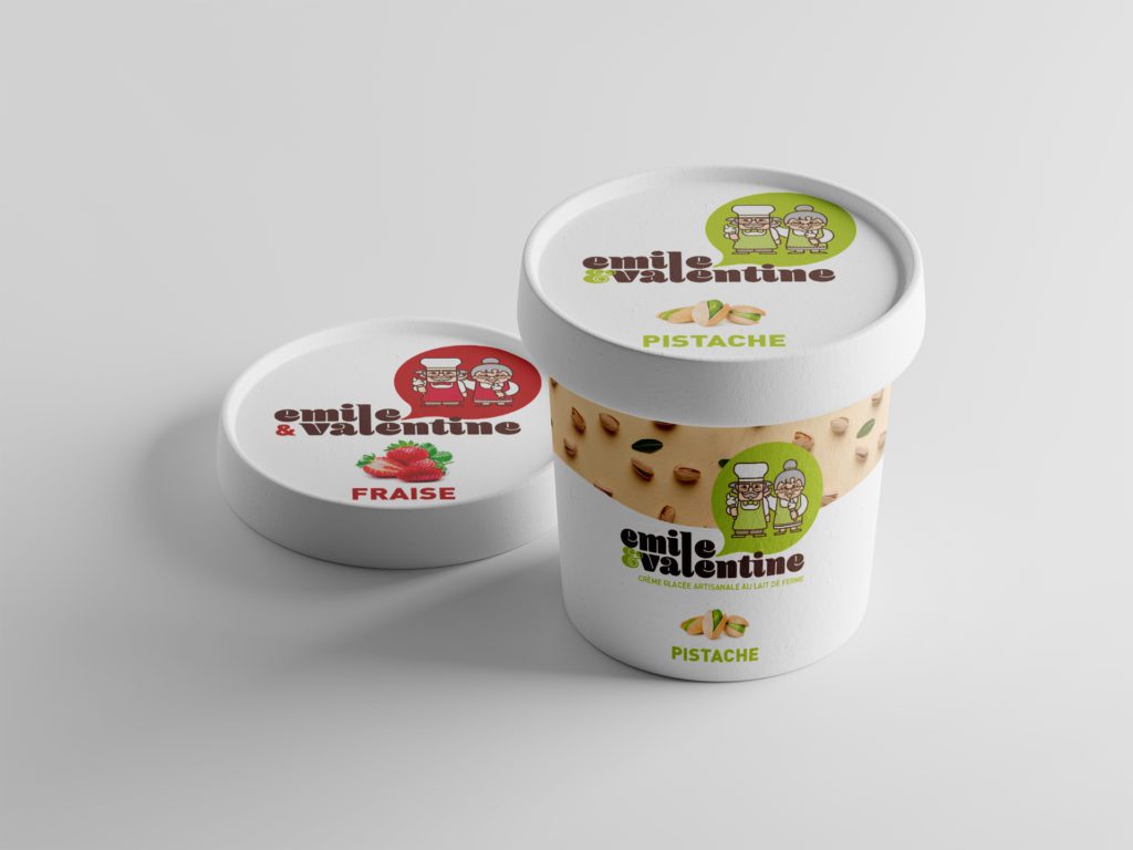 Packaging Emile & Valentine conçu par Nombril Studio