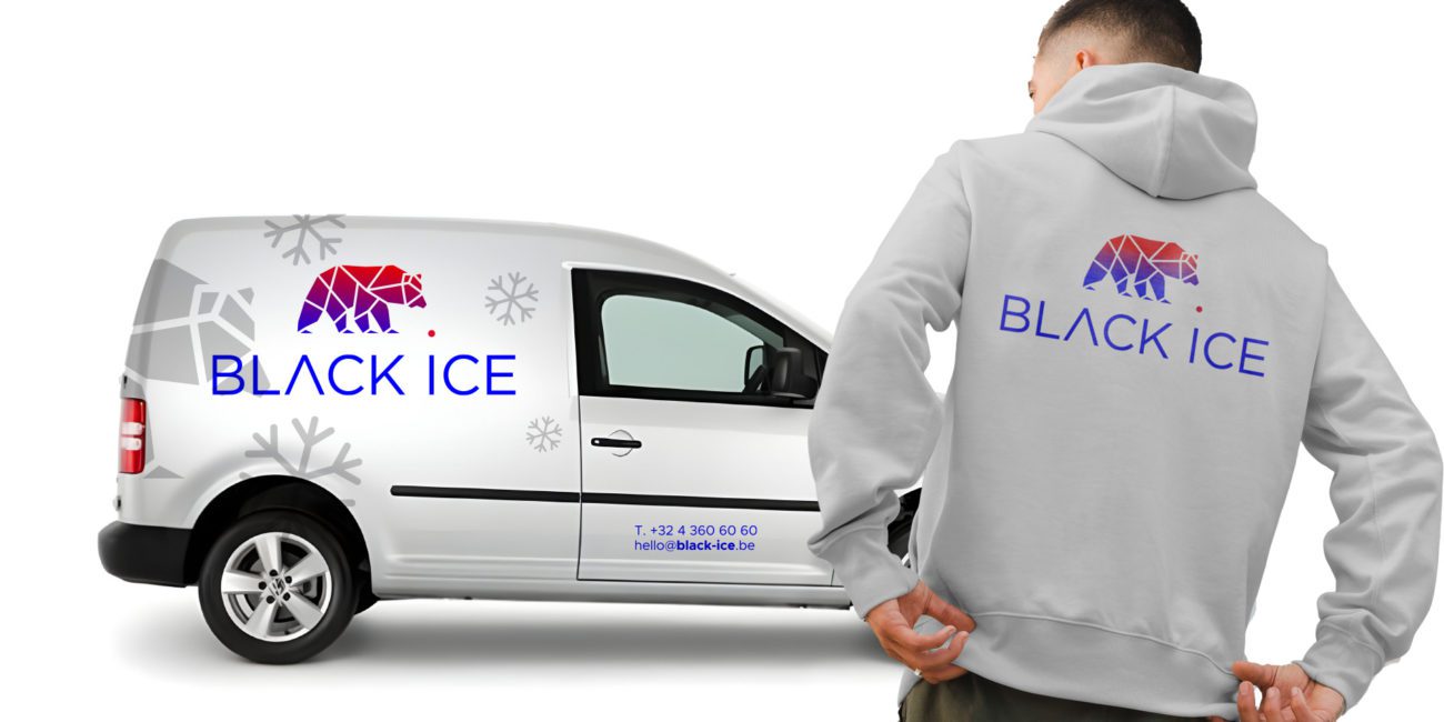Application du logo Black Ice sur support visuel