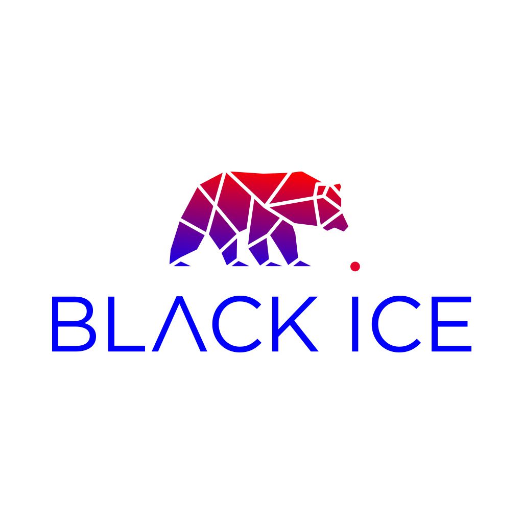Logo Black Ice représentant un ours polaire stylisé rouge et bleu