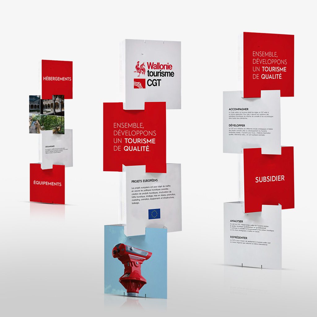 support PLV conçu pour le CGT Wallonie tourisme